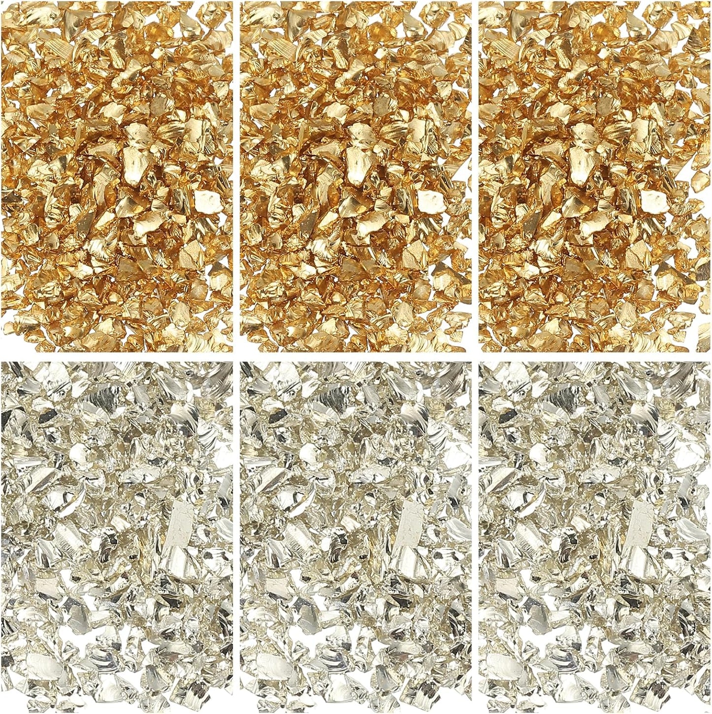 uxcell 6 Colors Crushed Glass Chips, 1-3mm Irregular Glitter Metallic Glass Broken Glasses Pieces with Laser Bag for Craft DIY Vase Epoxy Halloween Decoration 34g, Solid Color