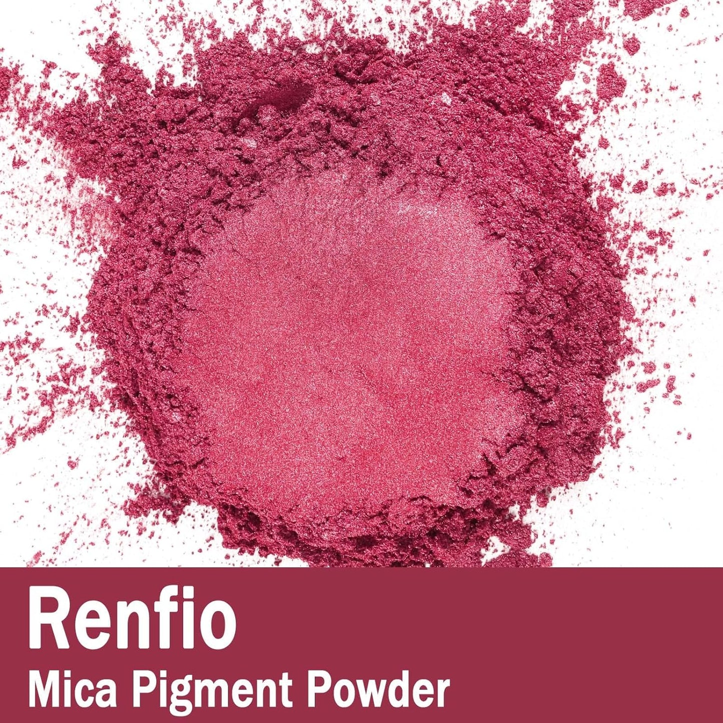 Renfio 100g Mica Powder Pigment, Metallic Natural Dye Mineral Pearl Shimmer Epoxy Resin Dye for Painting Soap Making Slime Bath Bombs 3.5 Oz - Cherry Red