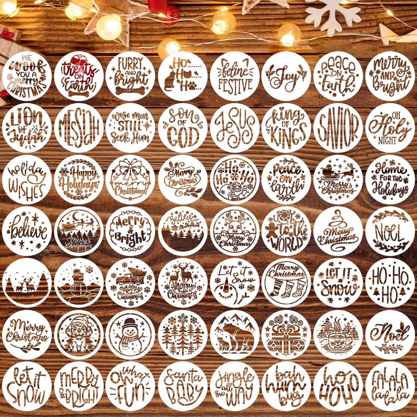 Small Christmas Stencils for Painting on Wood 3inch Christmas Stencils for Crafts Reusable Holiday Stencil Templates for Wood Slice Tier Tray Christmas Tree Decor