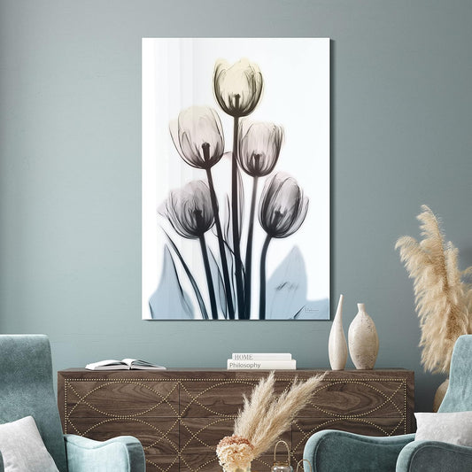 Empire Art Direct 48"x32" Frameless Tempered Glass Wall Art, Springing Tulips Wall Art, Flower Wall Decor, Ready to Hang, X-Photography Wall Decor, Living Room, Bedroom, Home Office