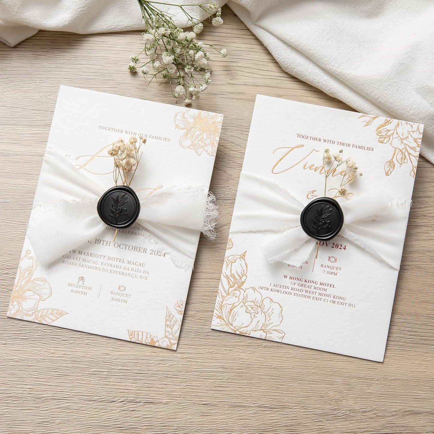 PONATIA Black Wax Seal Stickers - Wedding Invitation Seal Stickers, 50 Pcs Self- Adhesive Wax Seals, Perfect for Invitation Cards, Envelopes Christmas Cards, Gift Wrapping, Party Menu Decor