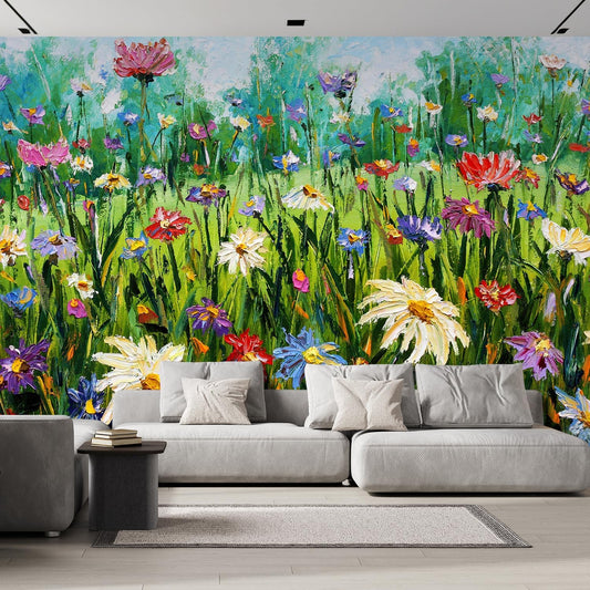 wall26 Wall Sticker/Wall Mural Wildflower Abstract, Not Peel and Stick, Non-Woven Wallpaper Decorative for Bedroom, Living Room, Office - 120x120 inches