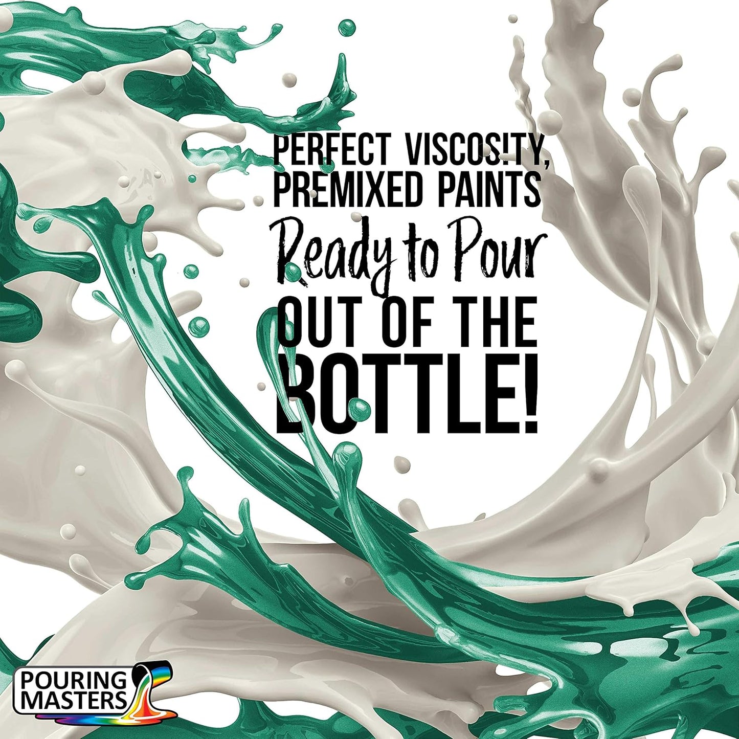 Pouring Masters Aqua Metallic Pearl Ready to Pour Acrylic Pouring Paint - Premium 8-Ounce Pre-Mixed Fluid Acrylic Paint - Fluid Art Supplies for Canvas, Wood, Paper, Tile & Rocks