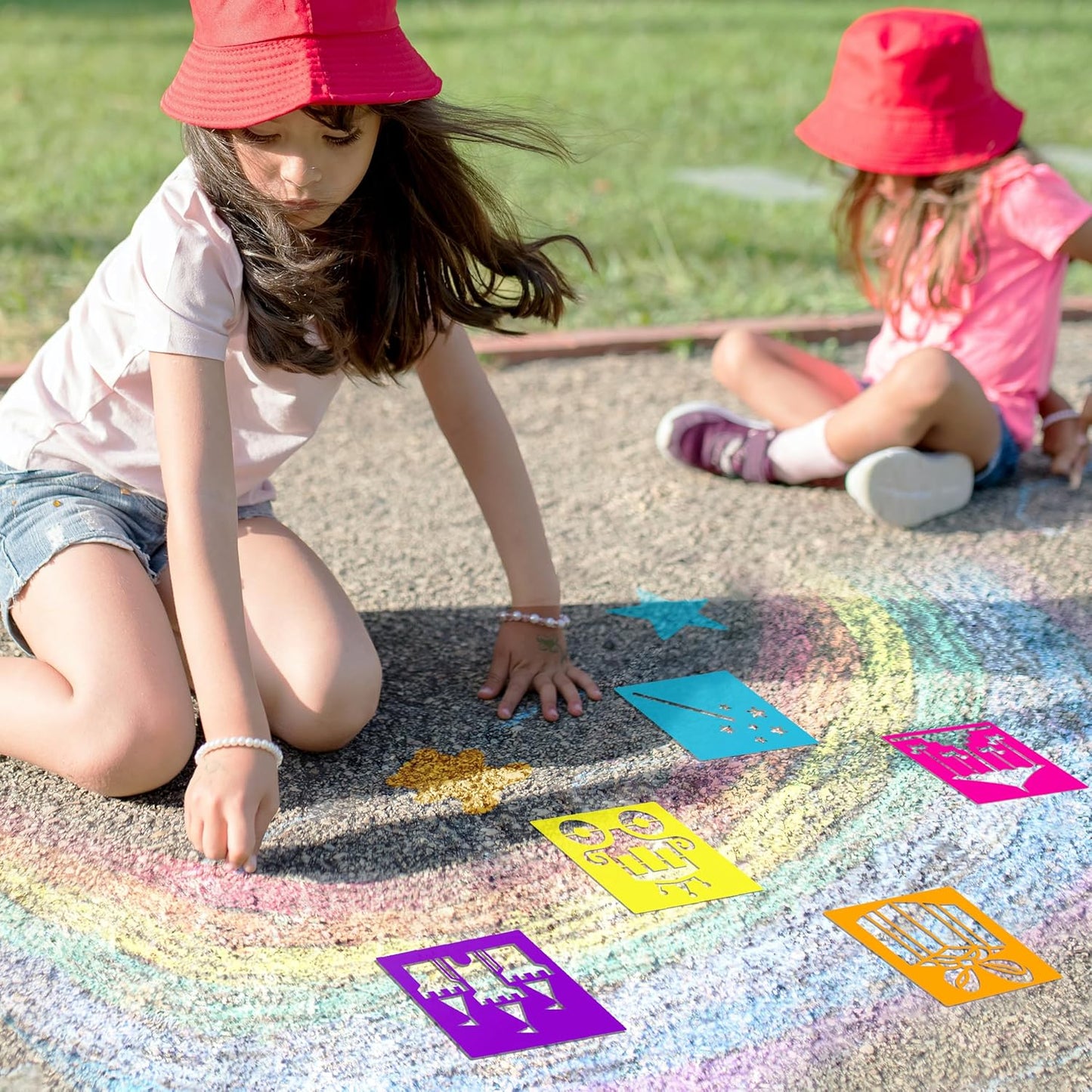 24 Pieces Stencils for Kids,Large Drawing Stencils Chalk Template,8 Inches Washable Shape Template Kit for Crafts,Painting Drawing for Kids Toddlers Preschool(Princess, 8 inch)