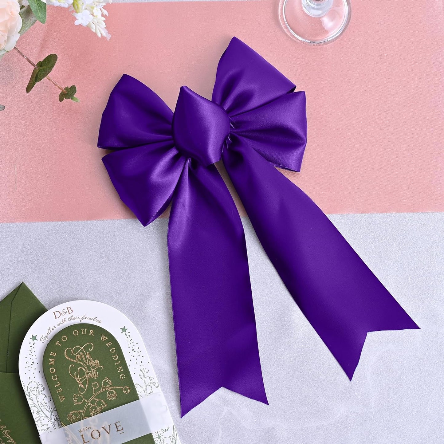 Purple Satin Ribbon 3 Inch X 15 Yards Solid Color Double Faced Ribbons Perfect for Crafts Wedding Decor Bow Making Arts Sewing and More