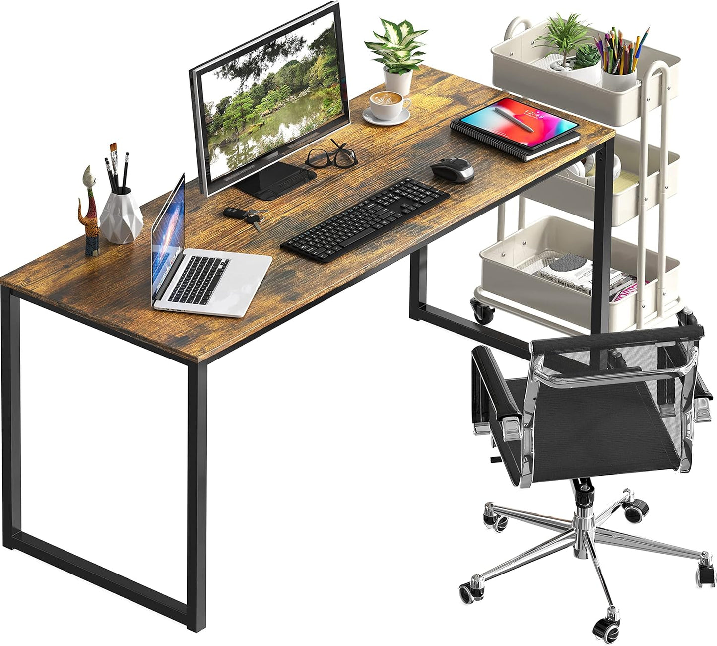 SHW Mission 48-Inch Home Office Computer Desk, Rustic Brown