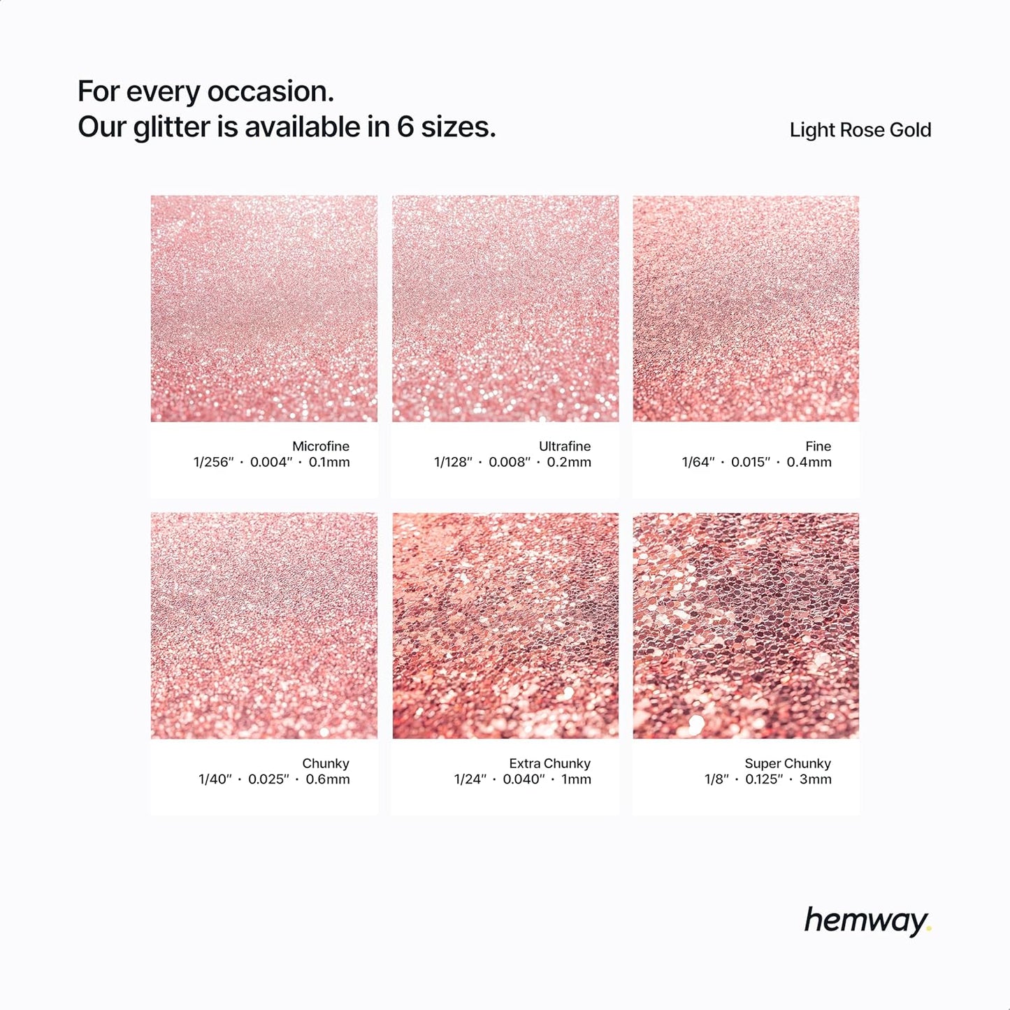 Hemway Polyurethane & Epoxy Resin Glitter 100g / 3.5oz Metallic Crystal Flake Additive for Flooring Jewelry Tumblers Glass Pigment - Microfine (1/256" 0.004" 0.1mm) - Light Rose Gold