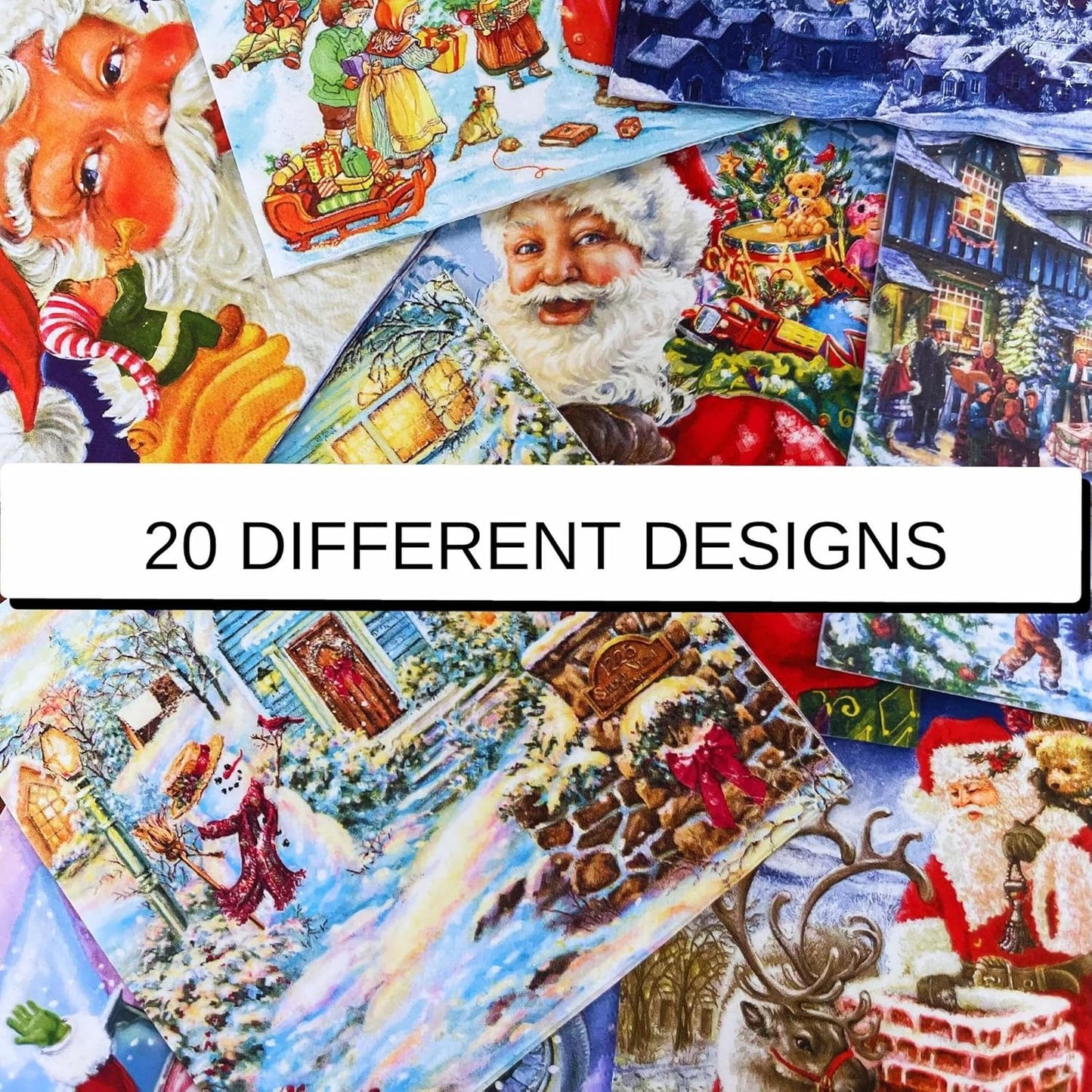 Keep Unique Mystery Pack Decoupage Paper Napkins, 20-ct Assorted Surprise Napkins, Decorative Napkins Christmas for Art Craft Junk Journal, 20 Different Designs