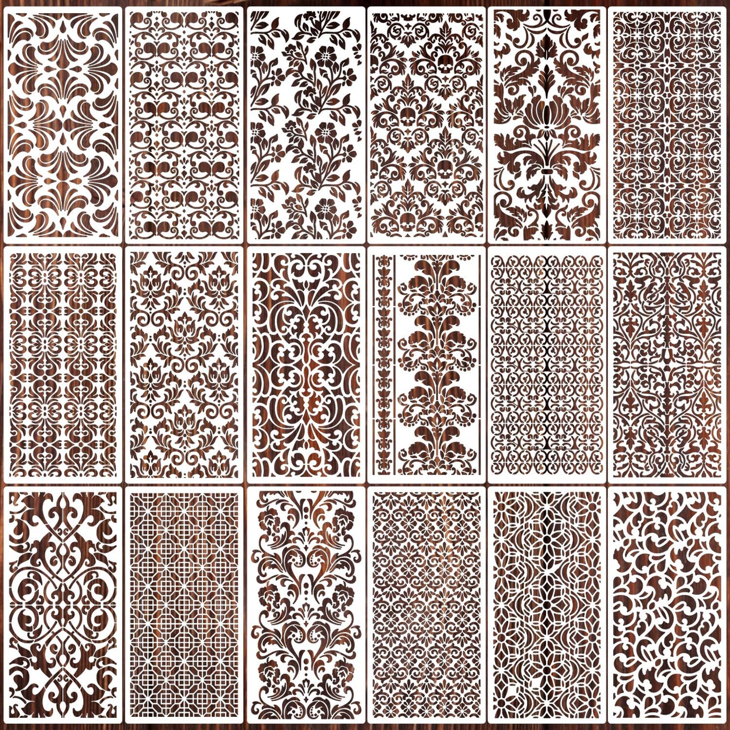 Damask Stencils for Crafts Reusable Texture Stencils Mixed Media Stencil Background Drawing Templates for Painting on Wood Wall Fabrics Crafts Furniture