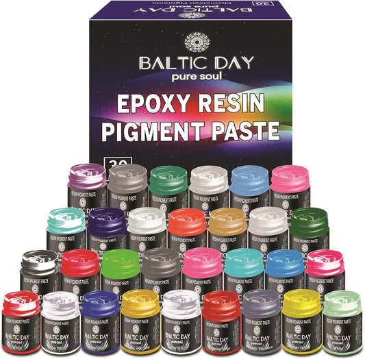 BALTIC DAY 30 Pigment Pastes for Epoxy Resin Set - Opaque Resin Pigment - Epoxy Dye Paste - Mica Powder Paste