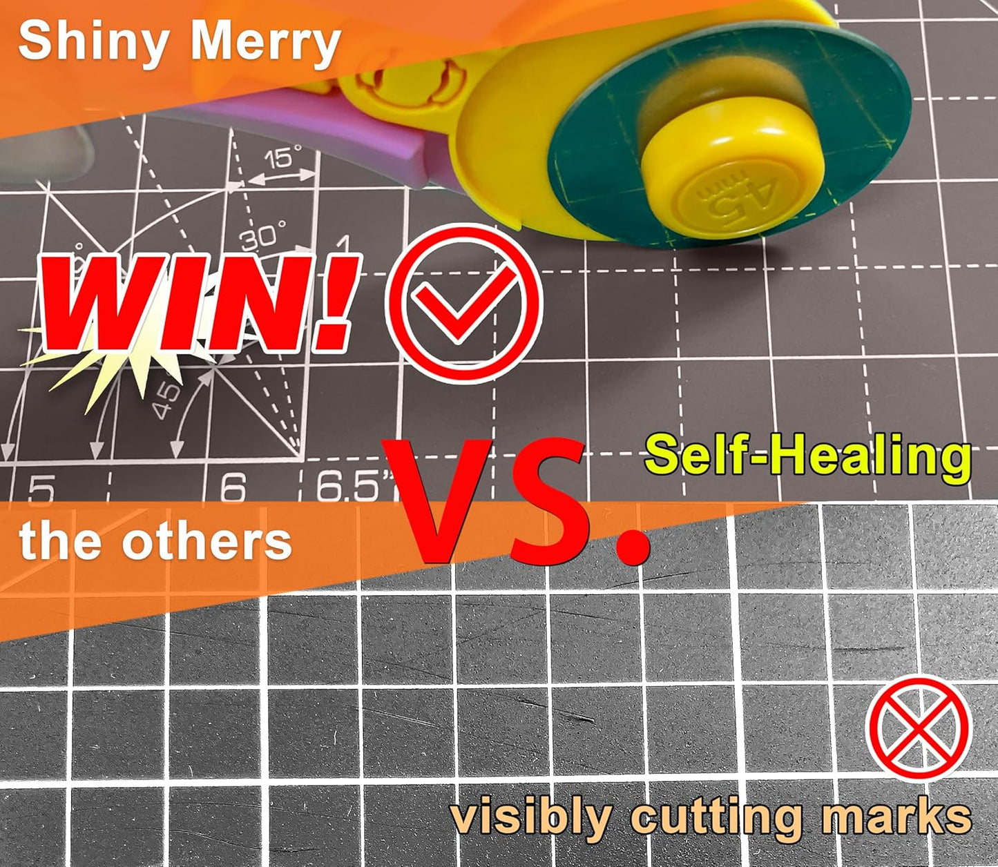 Shiny Merry Self Healing Cutting Mat A0 36"x48" – Double Sided 5-Ply Craft Mat for Sewing, Quilting, Fabric, Scrapbooking – Black/Gray