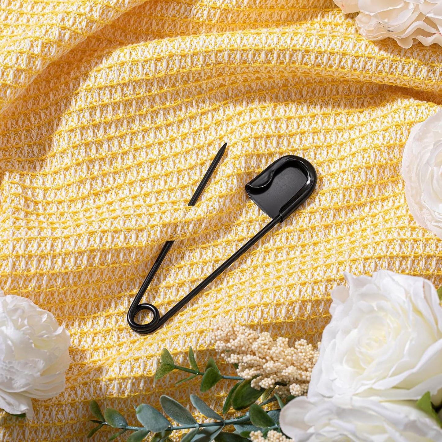 Juexica 5 Pcs 5 Inch Jumbo Stainless Steel Safety Pins Large Heavy Duty Huge Strong Laundry Pins for Upholstery Sewing Quilting Key Rings Craft Outdoor (Black)