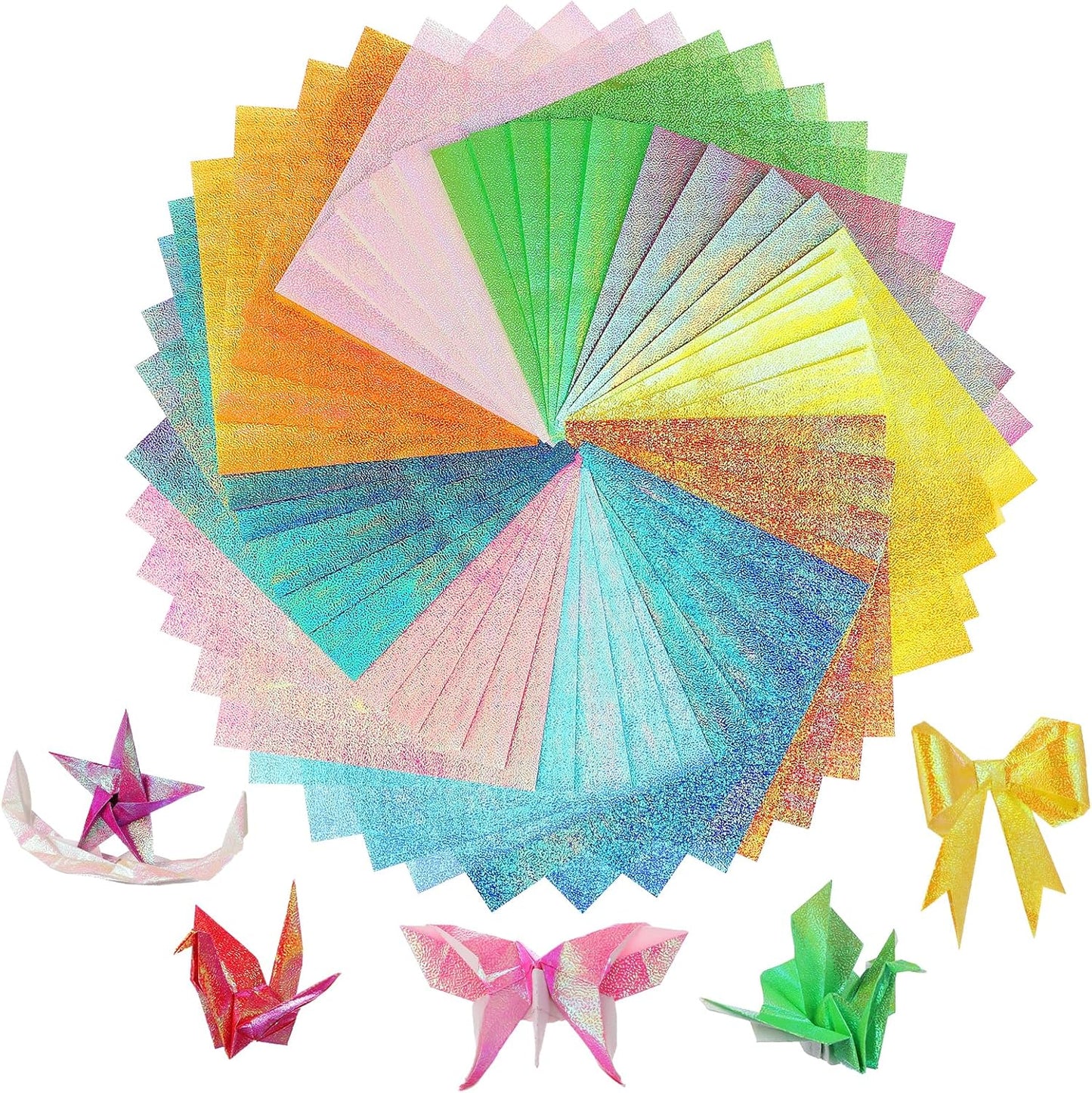 Glitter Origami Paper: 100 Sheets 10 Colors Shiny Iridescent Paper - 6 Inch Square Colored Paper for DIY Decoration, Scrapbook Decor, Folding Crafts, Arts and Crafts Projects