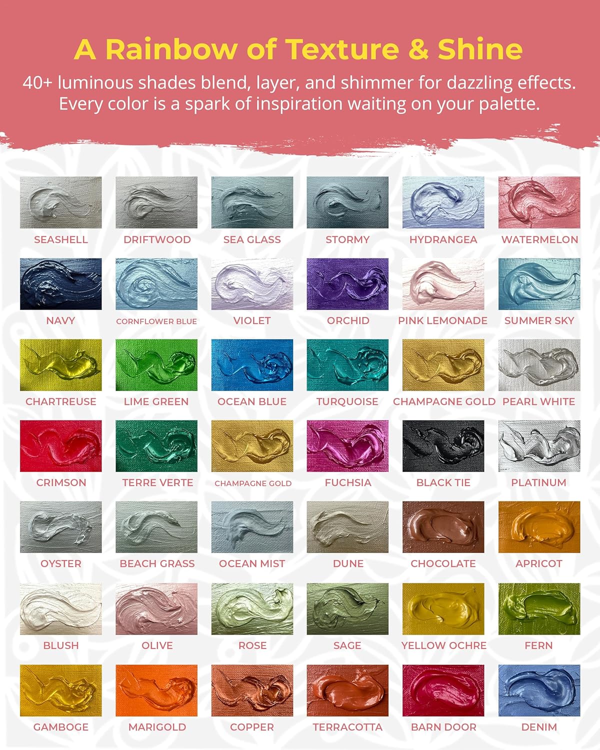 The Crafter's Workshop Stencil Butter - Blooms Acrylic Paint Set - Boutique Metallic Texture Paste for Art, Canvas, Journals, & Cards - 4 x 2oz Jars