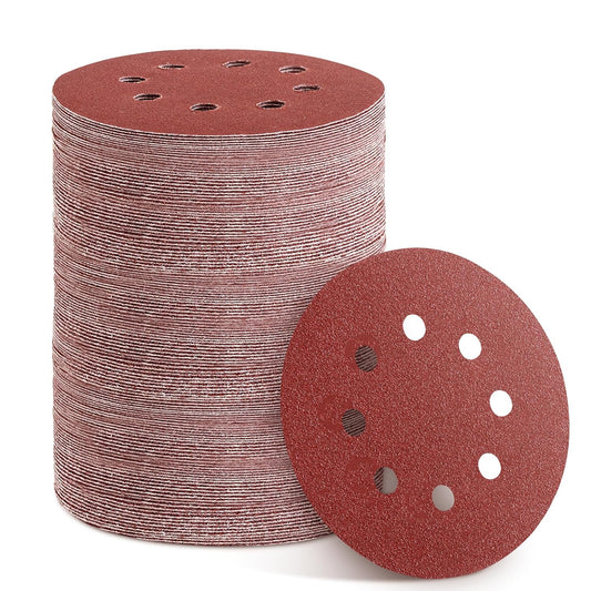 150pcs 60 Grit Sanding Discs, 5-Inch 8-Hole Sandpaper, for Woodworking or Automotive