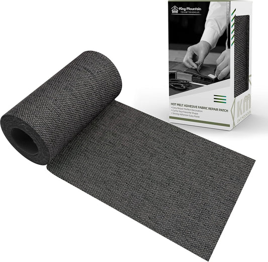 King Mountain Premium Linen Fabric Iron-on Repair Patch, Inside&Outside Fabric Repair Patch, 3"x60" with Backing Glue Linen Repair Decorative Patch kit (Linen-3"x60", Dark Grey)