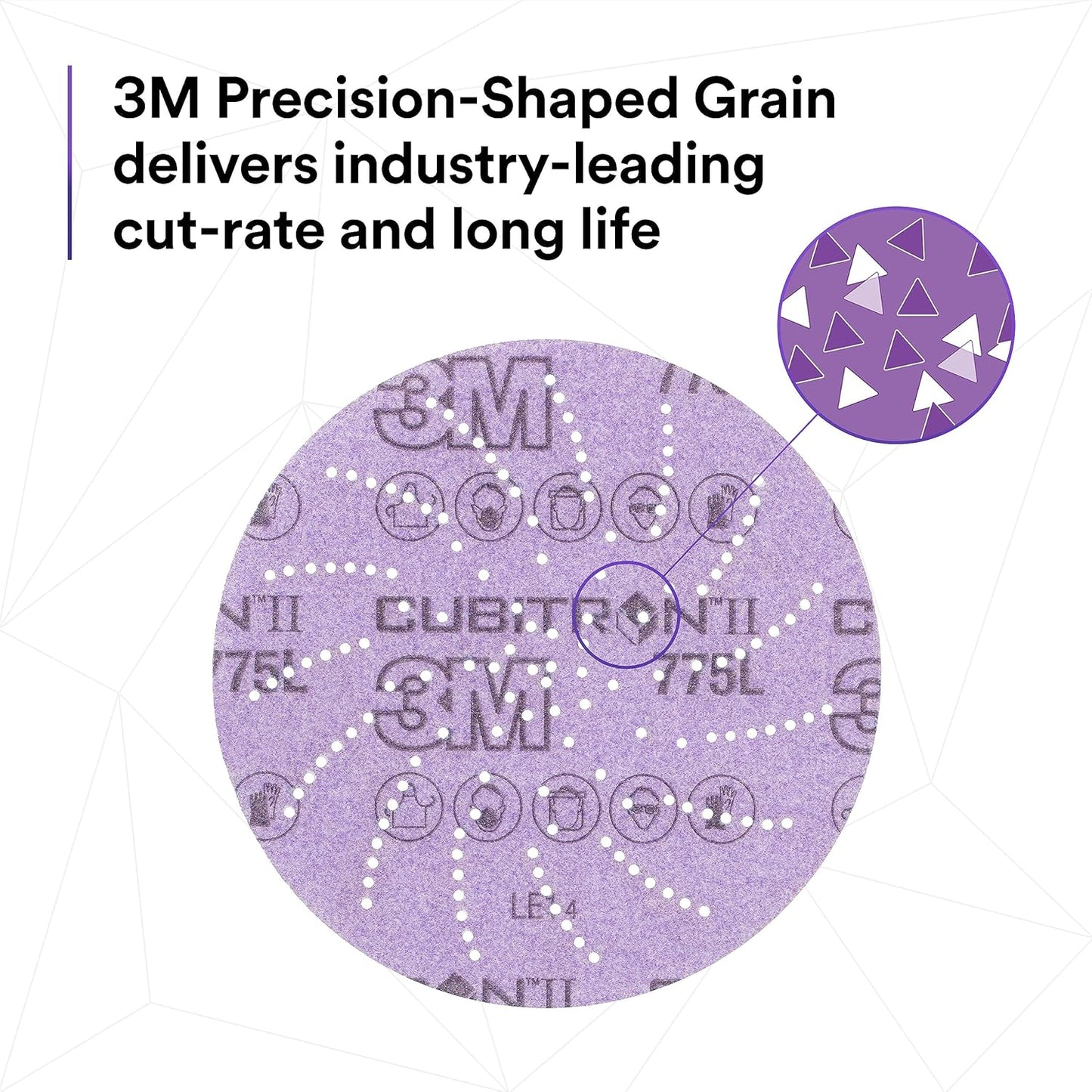 3M Xtract Cubitron II Hookit Clean Sanding Film Disc 775L, 320+, 5 in, Pack of 50 Hook and Loop Sanding Discs for Paint Preparation and Removal, General Sanding, Refining, Blending, and Featheredge