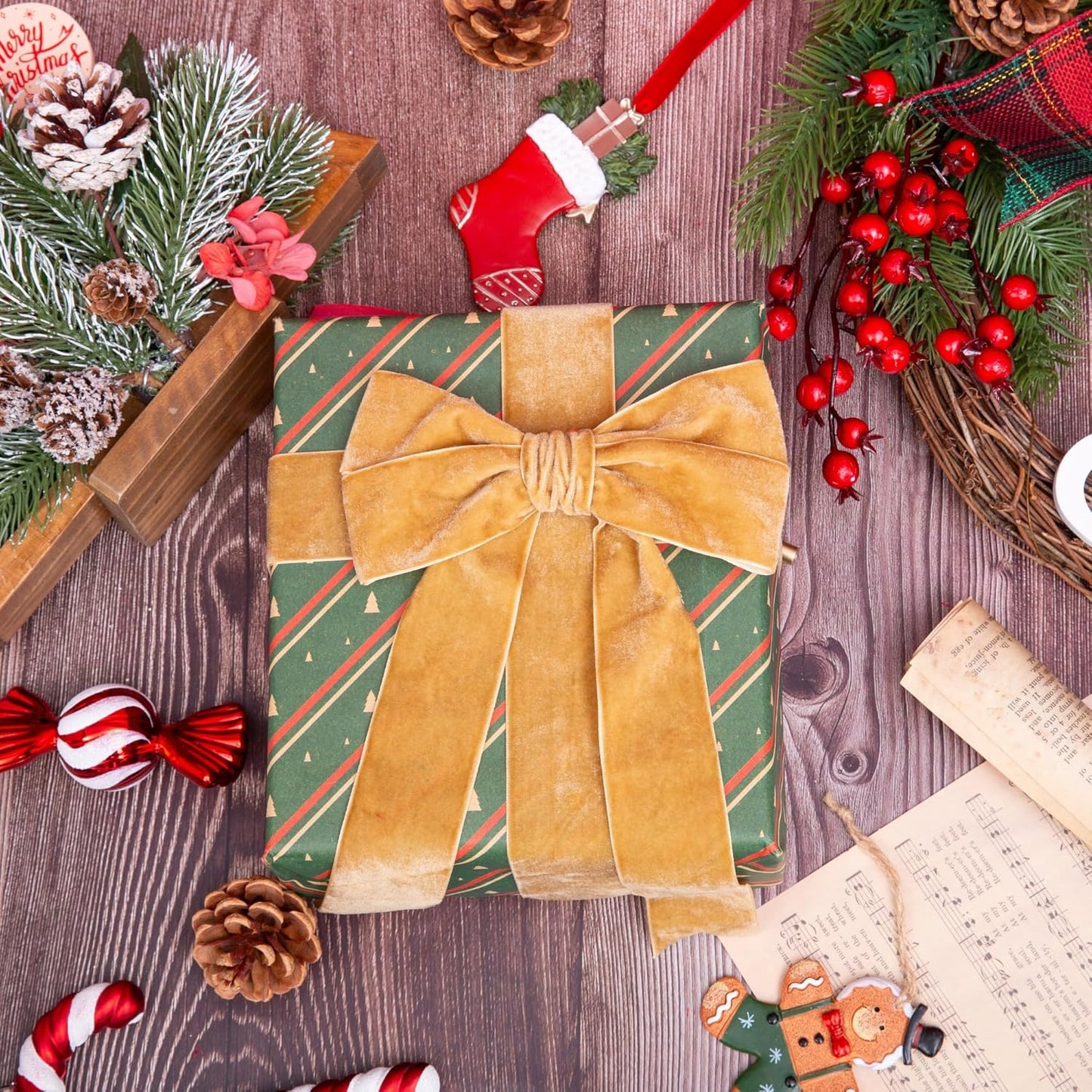 Velvet Ribbon, 1 1/2-Inch by 25-Yard Spool (Khaki)