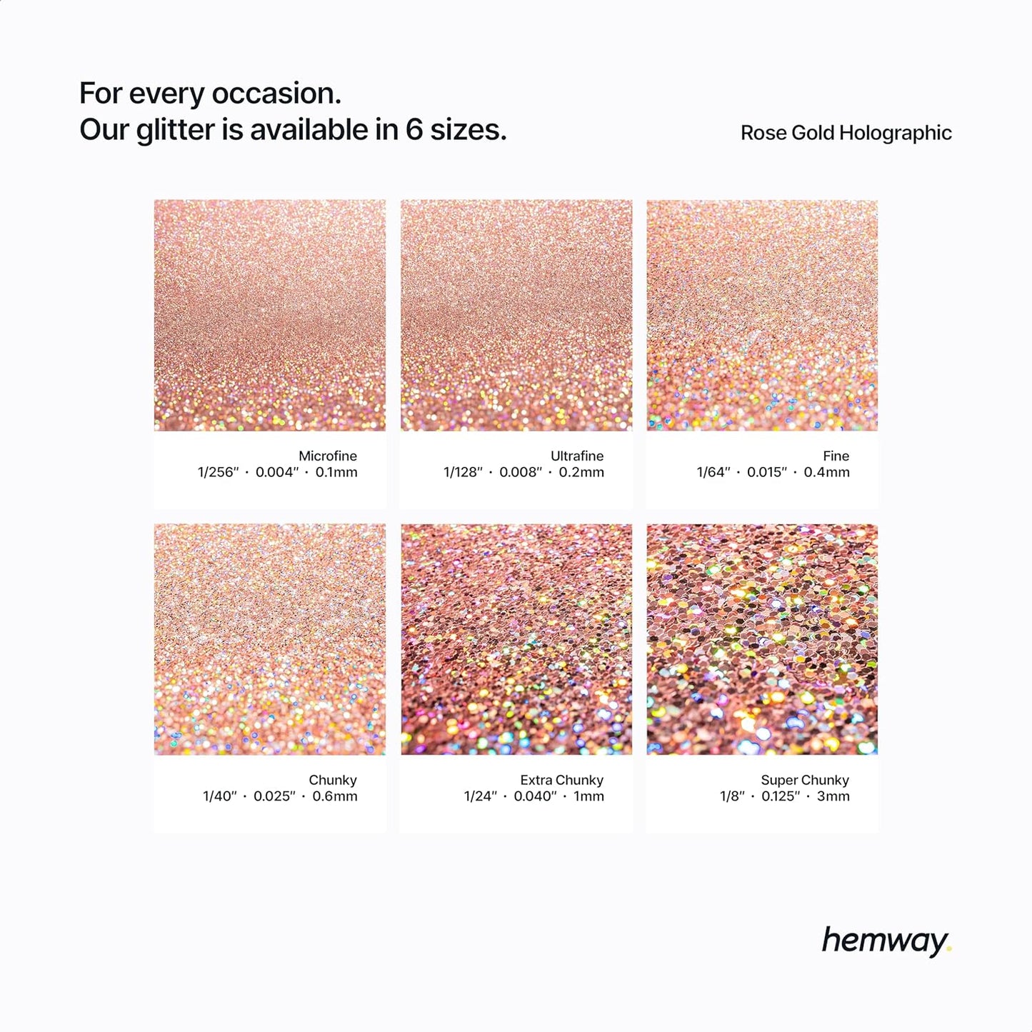Hemway Polyurethane & Epoxy Resin Glitter 100g / 3.5oz Metallic Crystal Flake Additive for Flooring Jewelry Tumblers Glass Pigment - Microfine (1/256" 0.004" 0.1mm) - Rose Gold Holographic