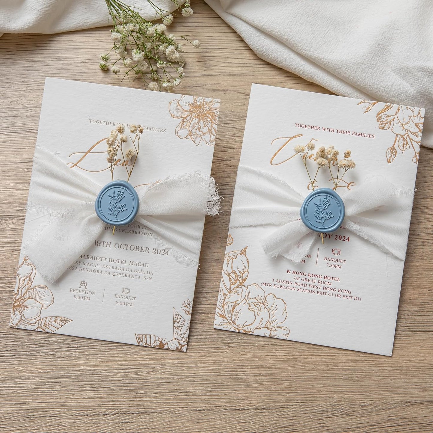 PONATIA Dusty Blue Wax Seal Stickers - 50 Pcs Self- Adhesive Wedding Invitation Seal Stickers, Perfect for Invitation Cards, Envelopes Christmas Cards, Gift Wrapping, Party Menu Decor