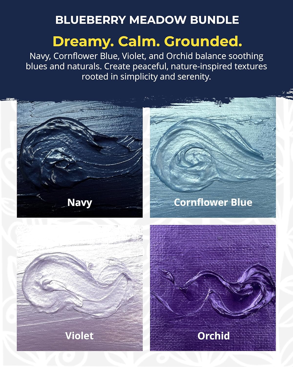 The Crafter's Workshop Stencil Butter Medium, Easy-to-Spread, Adds Shimmer, Shine and Colorful Texture, Cleans Up with Water, 4 pk, 2-oz each, Blueberry Meadow