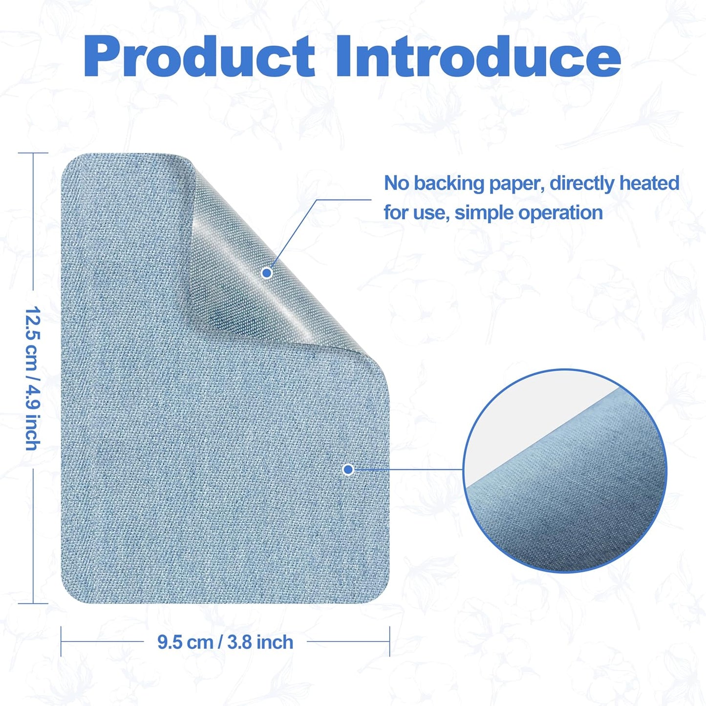 Iron on Patches for Clothes, 20 Pieces Denim Patches for Inside Jeans 3.7" by 4.9", 100% Cotton Fabric Patches for Clothes, Pants, Jeans Repair Kit (9.5 cm x 12.5 cm)