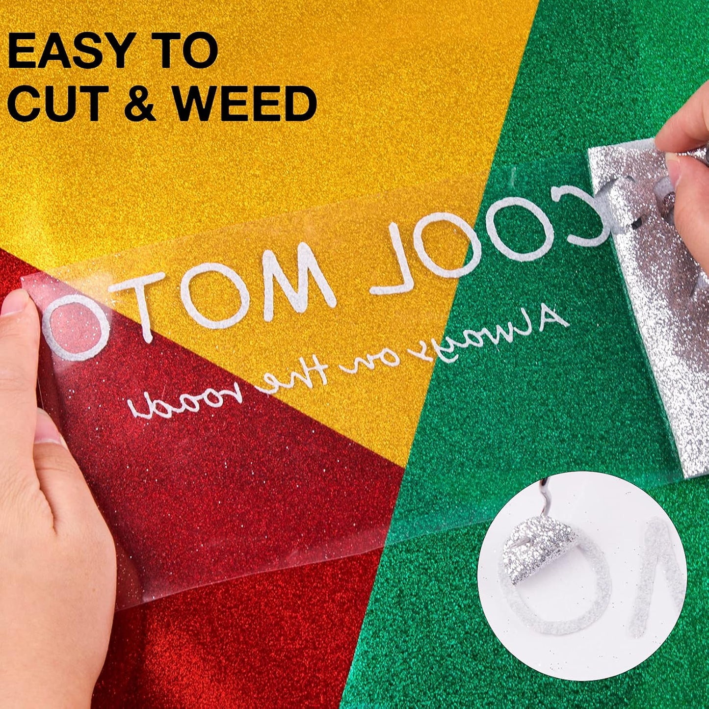 HTVRONT Silver Glitter HTV Heat Transfer Vinyl Rolls - 10" x 8ft Silver Glitter HTV Vinyl for Shirts, Glitter Iron on Vinyl for All Cutter Machine - Easy to Cut & Weed for Heat Vinyl Design (Silver)