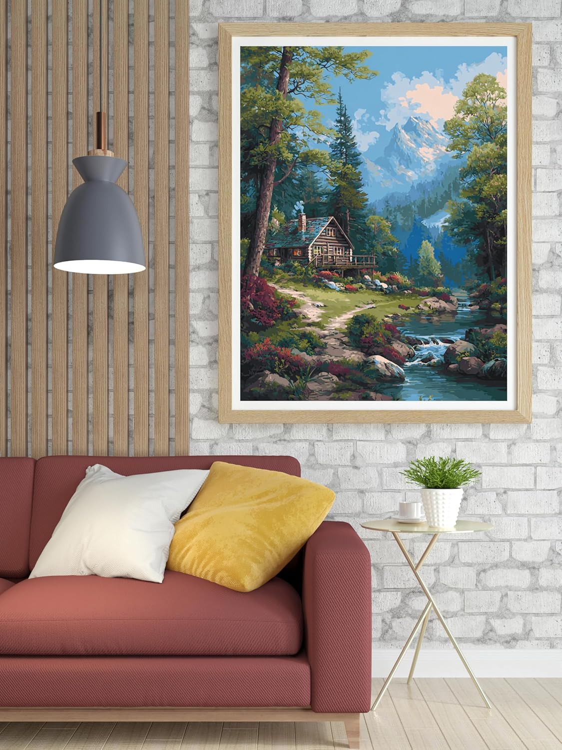 14CT Counted Cross Stitch Kits for Adults Advanced Mountains Lake Printed Stamped Cross Stitch Kits for Adults (Mountain Lake 5)