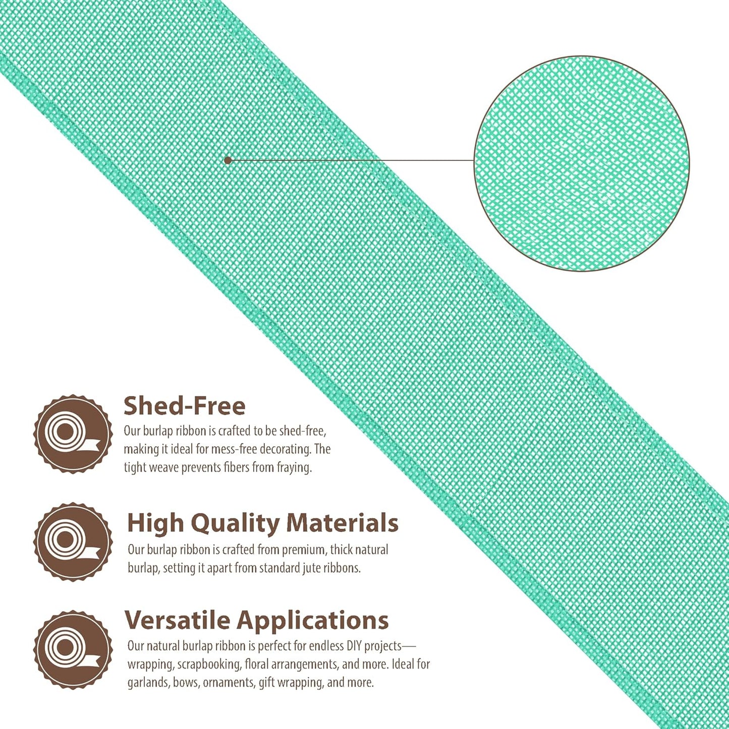 Mandala Crafts Turquoise Burlap Wired Ribbon 3 Inches Wide Jute Ribbons for Crafts - 10 Yds Roll Rustic Burlap Wrap Trim Ribbons for Wreaths Bows Party Decoration