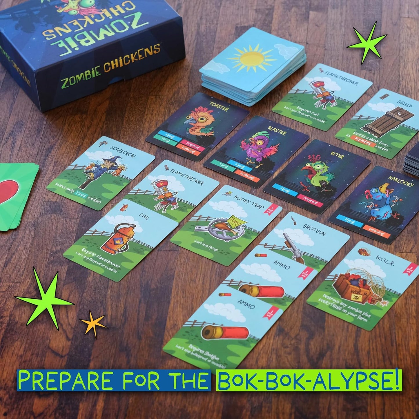 Zombie Chickens - Fun Family Card Games for Adults, Teens & Kids - Survival Zombie Game, 3 Ways to Play: Competitive, Cooperative & Solo (1-4 Players)