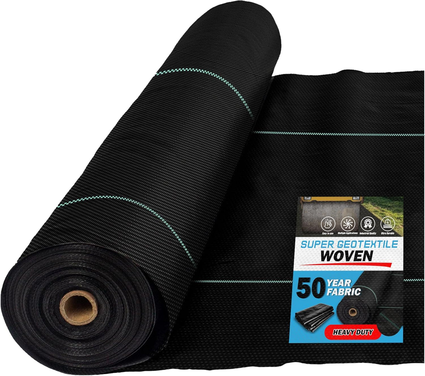 Woven Geotextile Fabric for Driveway and Road Stabilization, Construction Underlayment, Erosion Control, Commercial Grade 50 Year for Gravel Roads and Pavers (4x100)