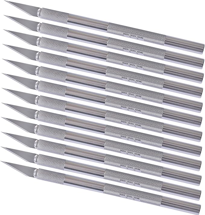 WA Portman Hobby Knife Set – 12pc Precision Craft Knife Set with SK5#11 Steel Hobby Blades – Art Cutter Tool for Paper, Vinyl, Leather, Plastic, Fabric, Wood – Essential DIY and Craft Supplies