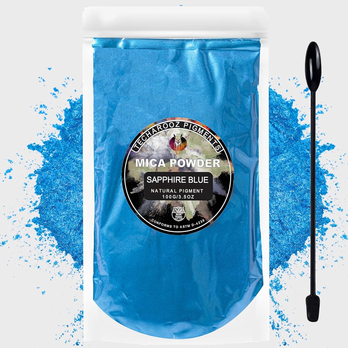 Sapphire Blue Mica Powder for Epoxy Resin 100g / 3.5oz. Sealed Bag- TECHAROOZ 2 Tone Resin Dye Color Pigment Powder for Lip Gloss, Nails, Colorant for Slime Bath Bombs Soap Making Colorant
