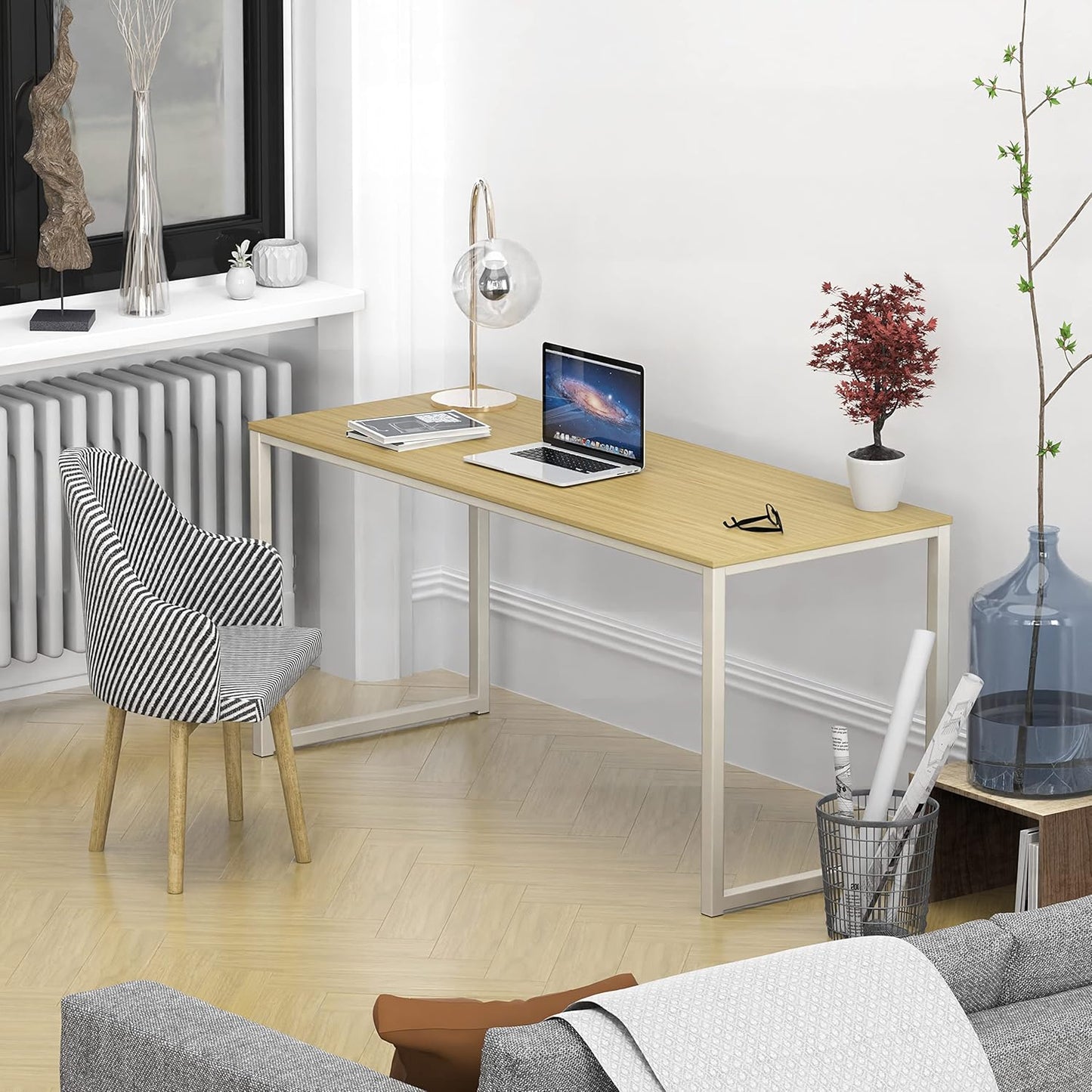 SHW Mission 55-Inch Home Office Computer Desk, Oak