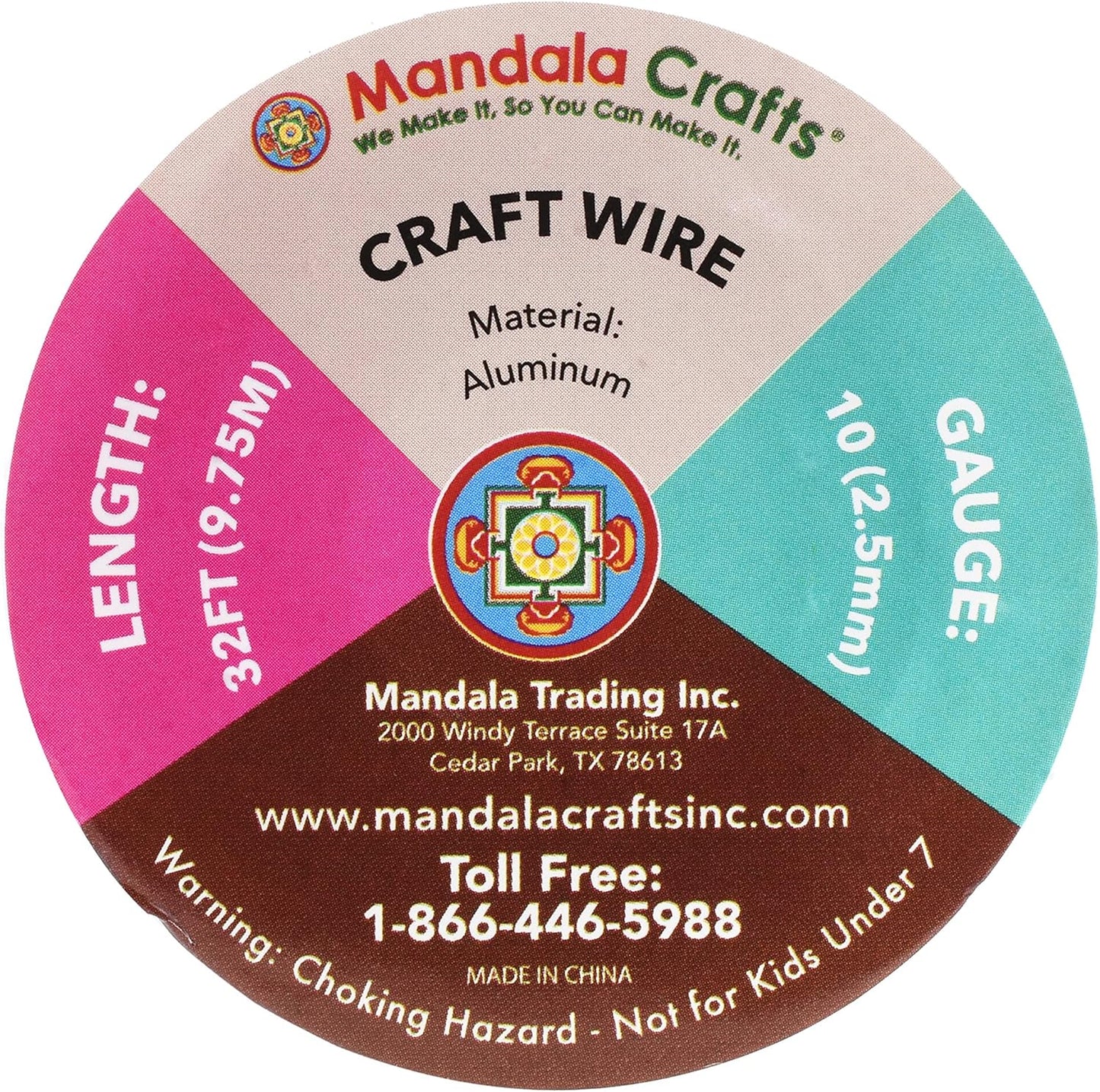 Mandala Crafts 10 Gauge Anodized Aluminum Craft Wire for Jewelry Making - 32 FT Colored Flexible Brown Wire - Bendable for Bonsai Armature Crafting Sculpting