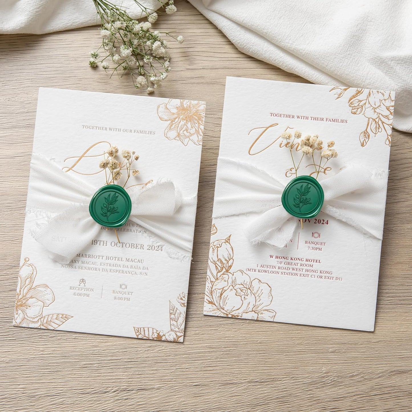 PONATIA 50 Pcs Emerald Green Wax Seal Stickers - Self- Adhesive Wedding Seal Stickers, Perfect for Invitation Cards, Envelopes Christmas Cards, Gift Wrapping, Party Menu Decor