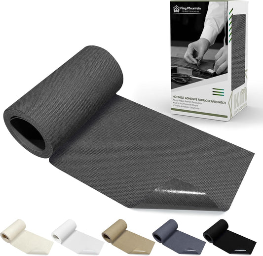 KING MOUNTAIN Canvas Iron on Patch,3"×60",Waterproof 100% Cotton Fabric Repair Patch,Used for Various Sofa,Tent,Clothes,Seats,Suitcases (Medium Gray)