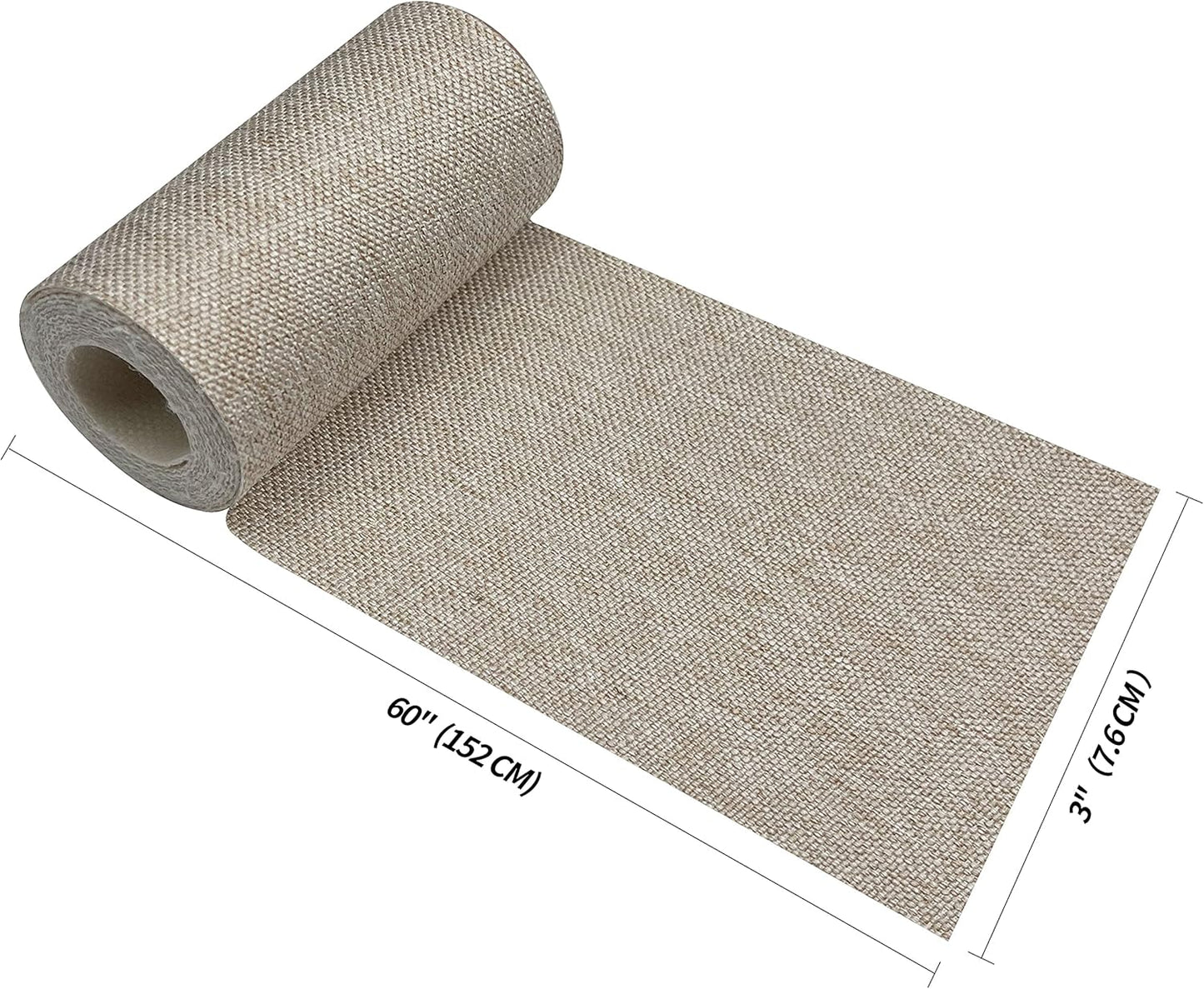 King Mountain Premium Linen Fabric Iron-on Repair Patch, Inside&Outside Fabric Repair Patch, 3"x60" with Backing Glue Linen Repair Decorative Patch kit (Linen-3"x60", Rice Coffee)