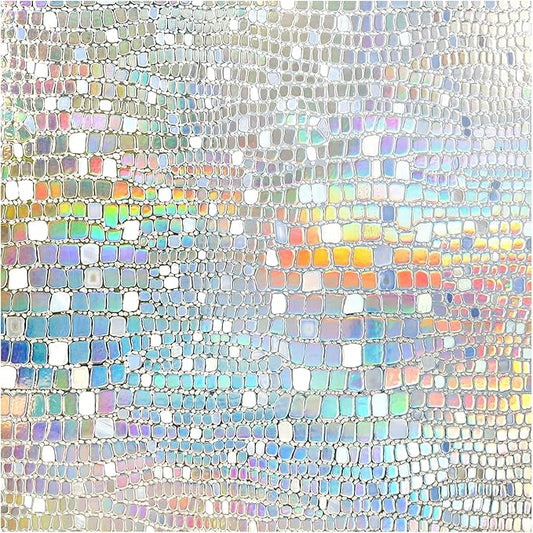 rabbitgoo Window Privacy Film Rainbow Window Film, Mosaic Decorative Stained Glass Cling, Removable Static Cling Tint UV Blocking, Non-Adhesive Privacy Covering, 17.5 x 78.7 inches