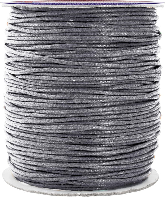 Mandala Crafts 1.5mm 109 Yards Traffic Gray Cotton Waxed Cord for Jewelry Making Bracelet Cord Waxed String - Beading String Thread Jewelry Cords for Necklaces String