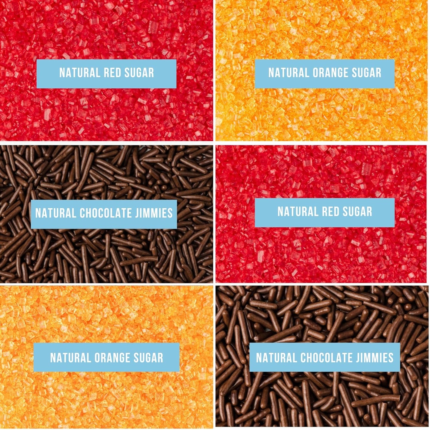 Sweets Indeed Natural Fall Sprinkles 6-Cell Jar – 2.75 oz | Dye-Free Chocolate Jimmies & Red & Orange Sanding Sugars | Autumn & Thanksgiving Cupcake & Cookie Decorations