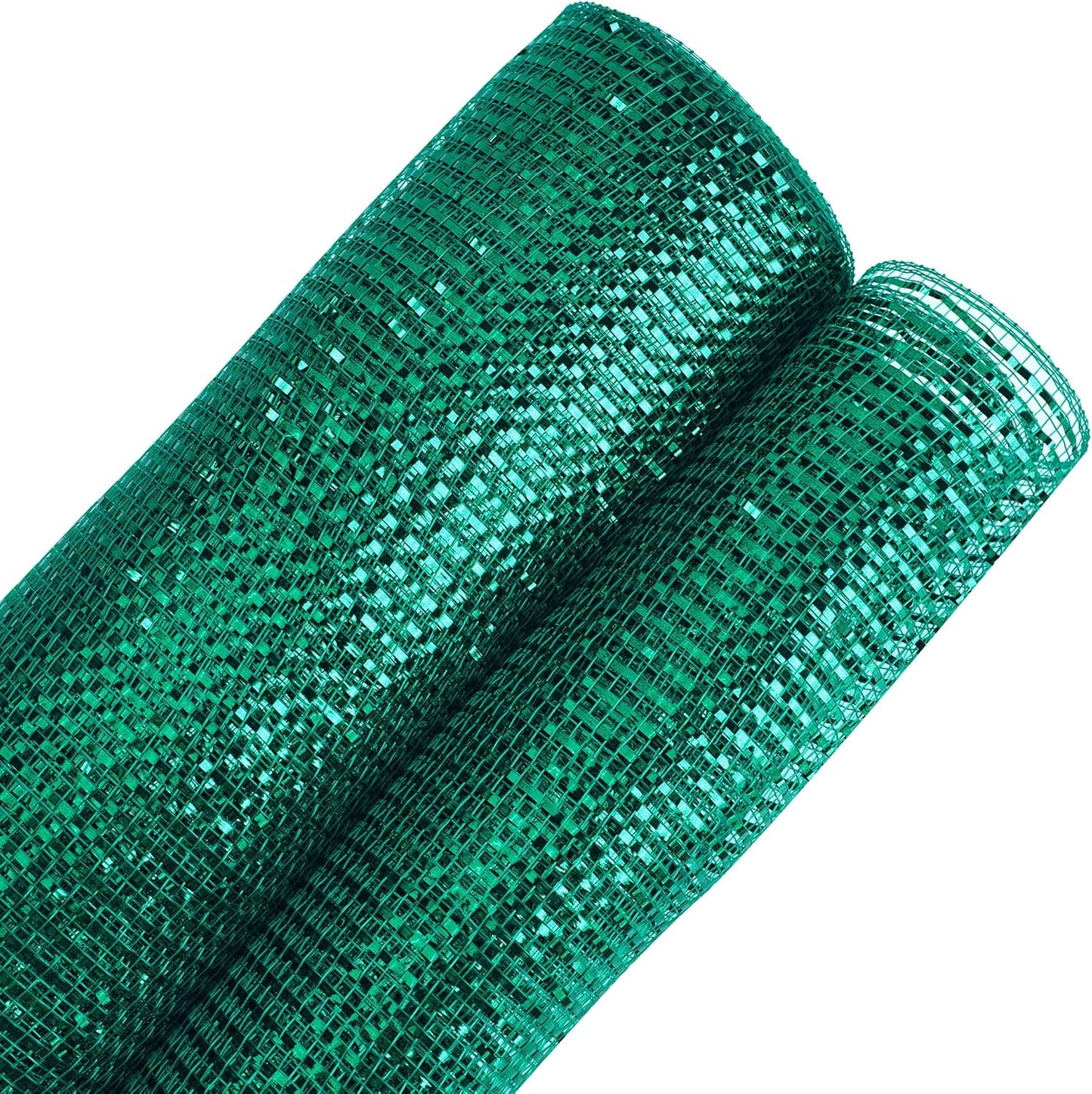 MEEDEE Forest Green Deco Mesh 10 Inch Deluxe Wide Foil Metallic Mesh Fabric Dark Green Mesh Ribbon for Christmas Tree, Wreaths, Garland, Gift Wrapping, Bows Making (30 Feet)