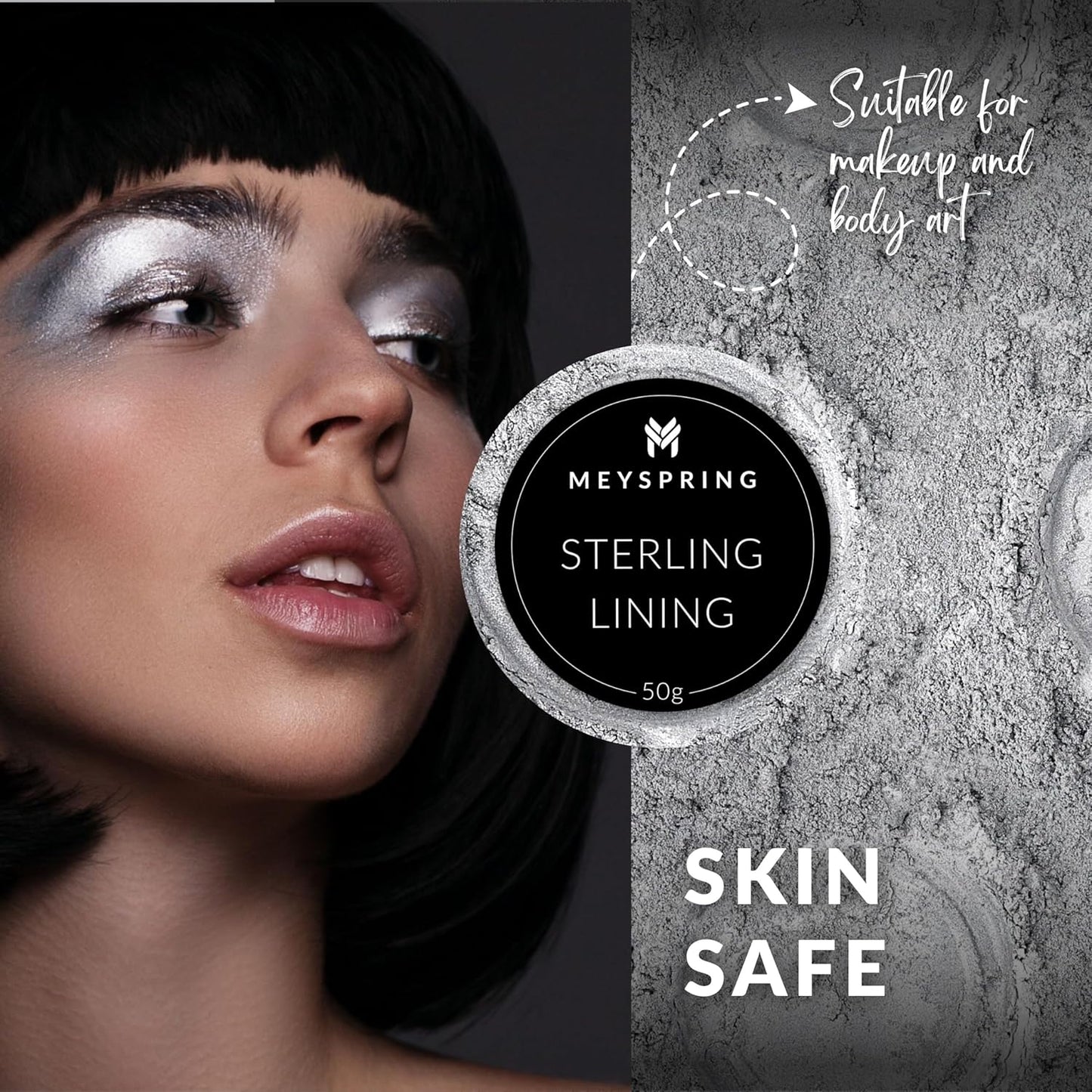 MEYSPRING Sterling Lining - True Metallic Pigment for Epoxy, Casting & UV Resin - Silver Metallic Pigment Powder for Resin Art & Makeup