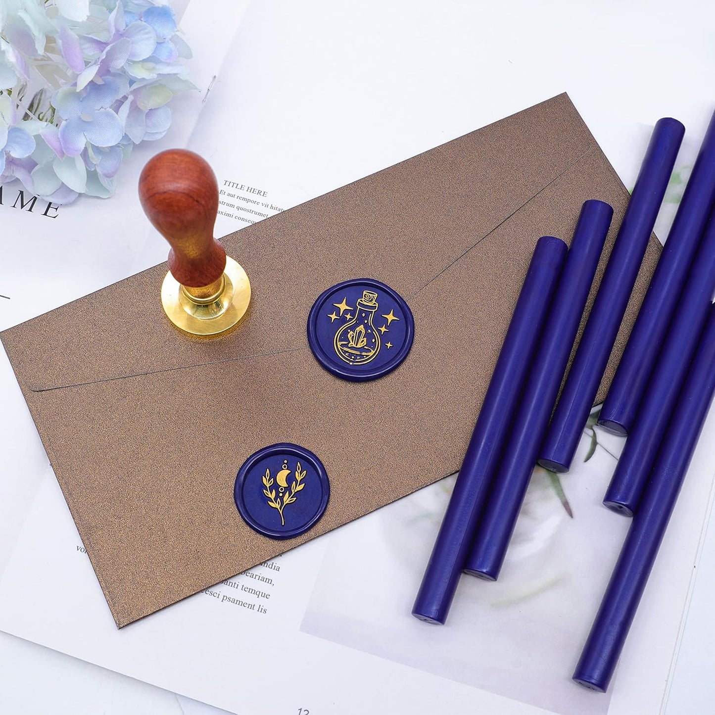 SWANGSA 20 Pieces Glue Gun Sealing Wax Sticks Starry Blue for Wax Seal Stamp, Great for Wedding Invitations, Cards, Envelopes, Wine Packages, Gift Wrapping (Starry Blue)