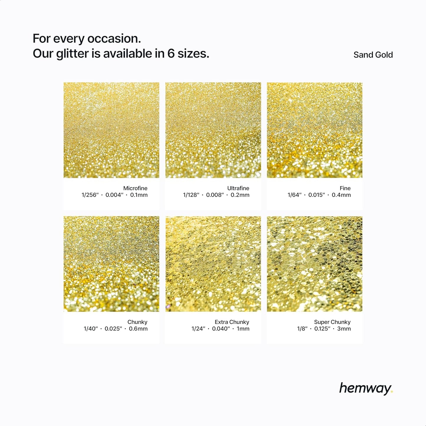 Hemway Polyurethane & Epoxy Resin Glitter 100g / 3.5oz Metallic Crystal Flake Additive for Flooring Jewelry Tumblers Glass Pigment - Extra Chunky (1/24" 0.040" 1mm) - Sand Gold