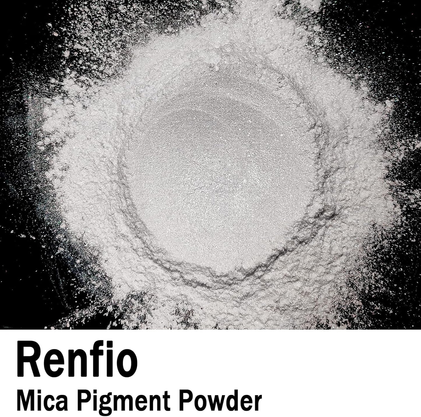 Renfio 100g Mica Powder Pigment Natural Fine Powdered Pigments Pearl Shimmer Epoxy Resin Dye for Painting Soap Making Slime Bath Bombs - Diamond White
