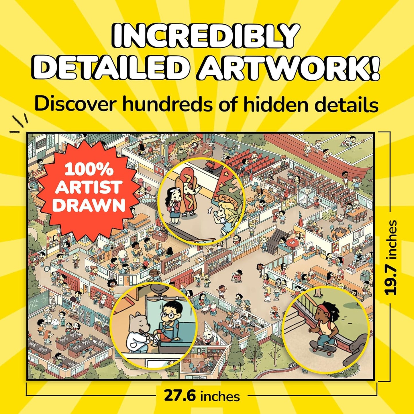 Odd Pieces Jigsaw Puzzles 1000 Pieces - Magic Mystery Story Secret Ending Puzzle - Perfect Game Night for Adults & Kids - Cat Dog Cartoon Theme (Snack Attack)