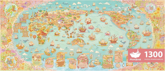 MOMIBOOK Puzzles for Adults 1300 Pieces Jigsaw Puzzles of Flower Great Universal Guide, Painting Image World Map Challenging Hard Impossible Puzzle Unique Funny Party Christmas Birthday Gifts