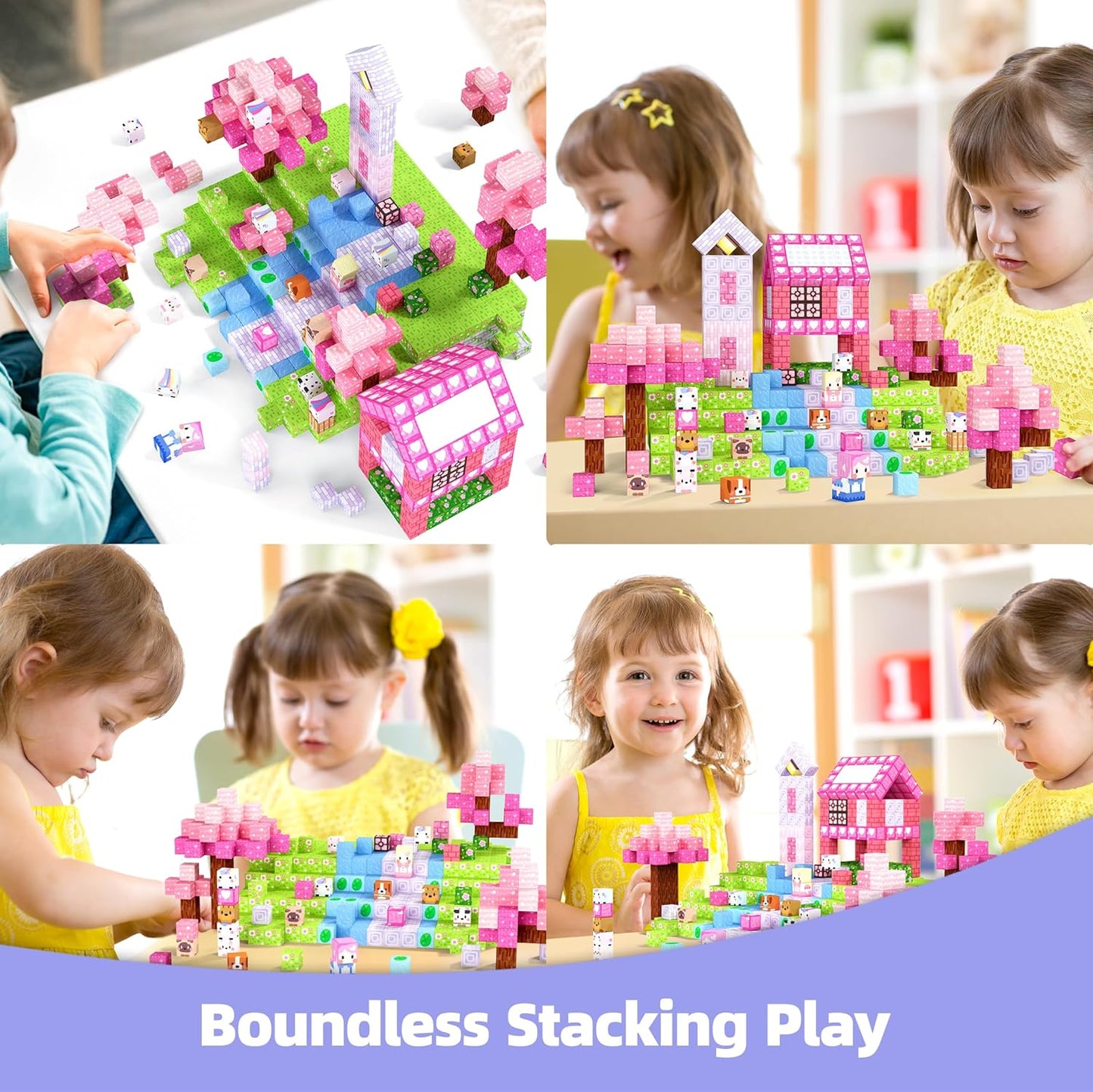 GobiDex 100PCS Magnetic Blocks Kid Building Toys for 3+ Years Old Girls, Upgraded STEM Sensory Gifts for Princess, Kids Magnets Game for Toddler