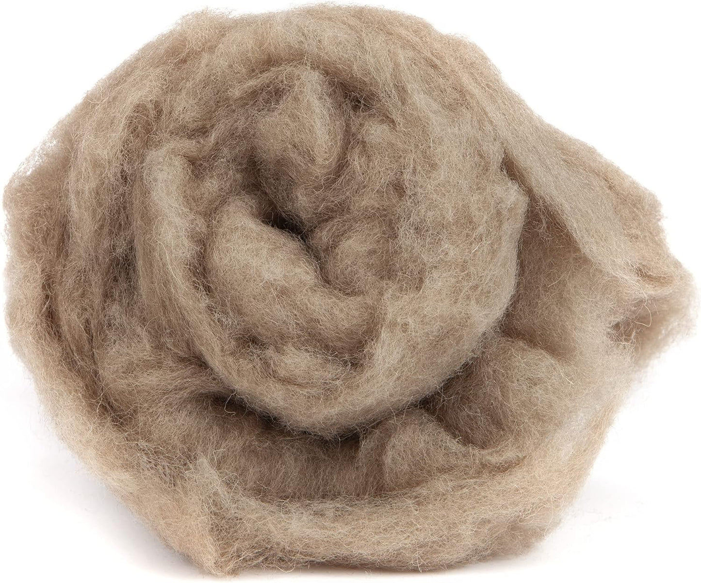 Desert Breeze Distributing Maori Wool Carded Batting, 100% Natural New Zealand Wool Made by DHG in Italy for Needle Felting, 3.5 OZ, 27 Micron, Color Earth Brown